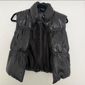 Ci Sono Shiny Black Puffer Vest